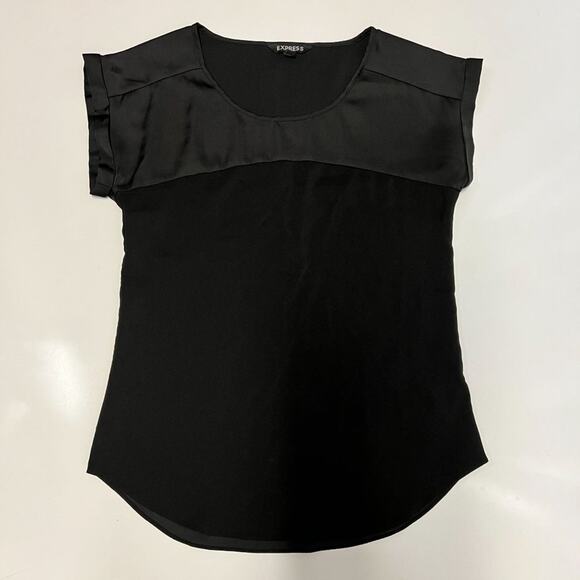 Express Sleeveless Blouse with Satin Shoulder Detail in Black - Picture 2 of 5